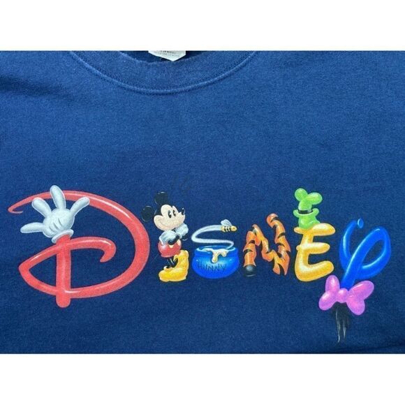 Disney vintage character Mickey Mouse and friends logo navy blue t-shirt - Picture 4 of 4